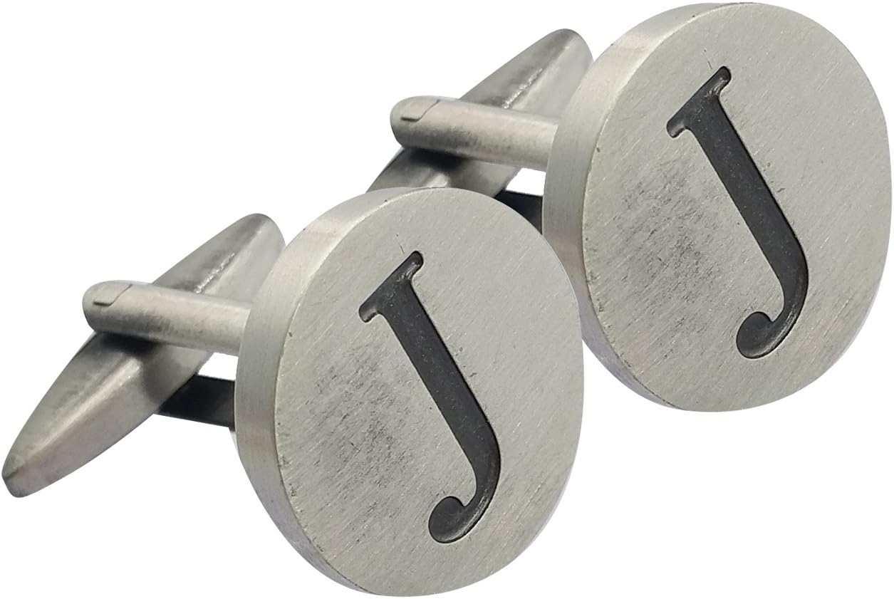 GGemony Cufflinks for Men Classic Engraved Initial Cufflinks Alphabet Letter Cufflinks Formal Wedding Business Gift Box A-Z