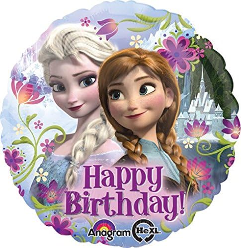 LoonBallon Birthday Frozen Anna &amp; Elsa Balloon, Standard Foil Balloon, 5 Pieces