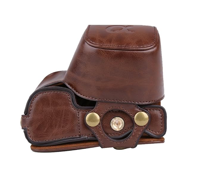 PDXD-share Schutztasche PU-Leder Kamera Tasche für Sony Alpha A6000 A6300 Kamera mit 16-50mm Objektiv (Bodenöffnung Kaffee)