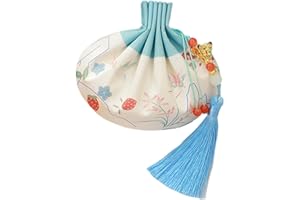 BRTOO Chinese Hanfu Silk Pouch Small & Mini Coin Change Purse Drawstring Bag Jewelry Bag Gift Bag Boxes Pouch Empty Spice Bag Organza Bags Sachet Bags Favor Bags Wedding Gift Bag (Blue)