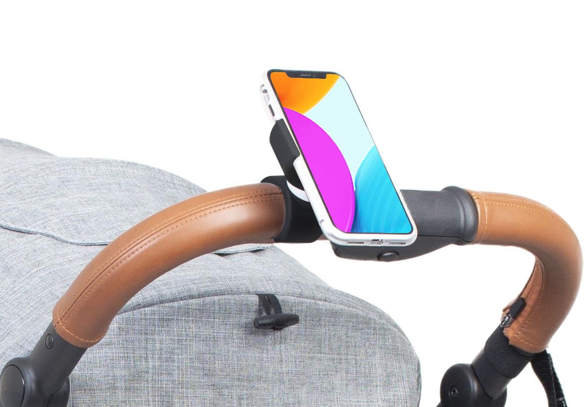 Turnaroundtech Baby Stroller Mobile Stand, Kids Phone Holder, Silicone Padded, Universal Handlebar Mount for Smartphones up to 7.5 Inches