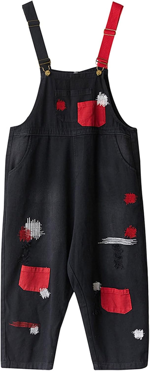 Women's Baggy Jeans Overalls Ladies Plus Size Adjustable Strap