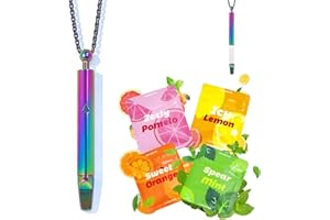 Breathing Necklace to Replace Bad Habit with12 pcs Refillable Cores in 4 Flavors, Habit Support Refreshing Necklace for Stres