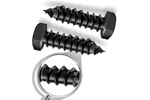 IPETRK 1/4" x 1-1/4" Lag Bolts, Stainless Steel Hex Head Lag Screws Heavy Duty, Black Metal Lag Bolts for Wood (25 pcs)