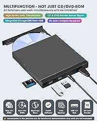 ROOFULL External CD DVD Drive USB 3.0 & USB-C CD