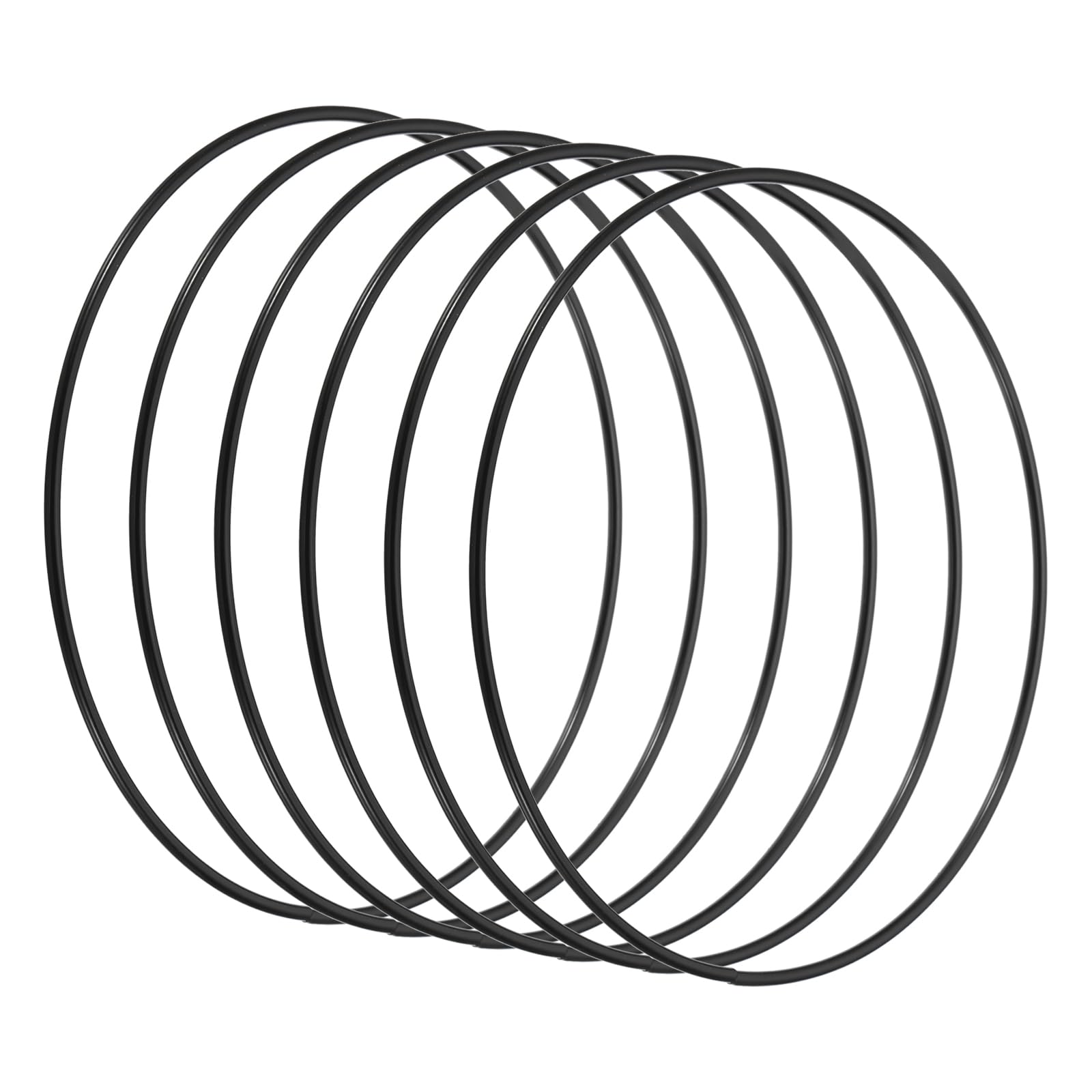 PATIKIL 6 Inch Round Dream Catcher Rings, 6 Pcs Metal Christmas Macrame Wreath Floral Ring Hoop for Home DIY Craft Wedding Wall Hanging Decorations, Black