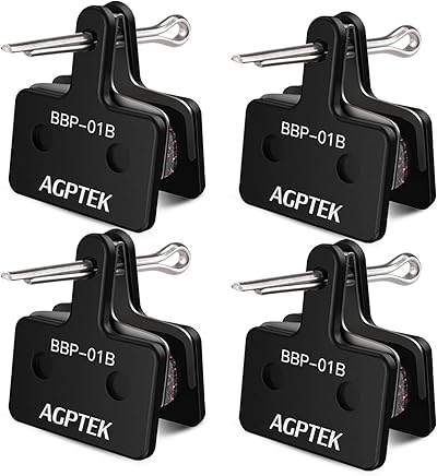 AGPTEK 4X Bremsbeläge Fahrrad, Scheibenbremsbeläge, High Performance Bremsbeläge Disc Brake Pads & Spring (Resin) für Mountainbike Scheibenbremse I Bike Beläge I Bremsbelag (4 Stück)