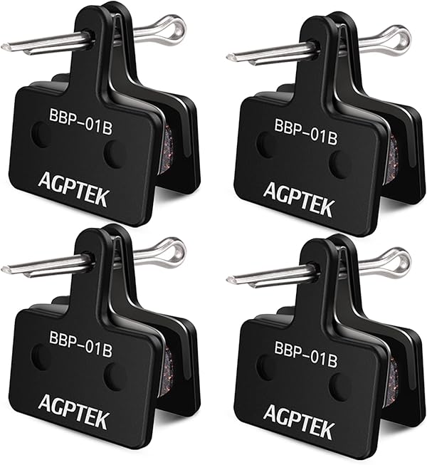 AGPTEK 4X Bremsbeläge Fahrrad, Scheibenbremsbeläge, High Performance Bremsbeläge Disc Brake Pads & Spring (Resin) für Mountainbike Scheibenbremse I Bike Beläge I Bremsbelag (4 Stück)