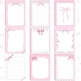 INCOK Coquettte Pink Bow Sticky Notes - 9 PCS Pink Post It Notes Coquettte School Supplies Aesthetic Self Stick Note to Do List Memo Pads Office Stationery for Women Girls Girly 3x3 Inches