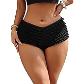 ohyeah Women Lolita Bloomers Ruffle Shorts Micro Shorts Cotton Soft Y2k Cute Fairy Pajamas Bottoms Low Rise S-3XL