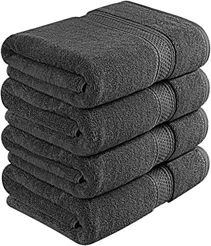 Utopia Towels 700 GSM Premium Bath Towels - 4 Pack Towel Set - (27x54 Bath Towels) - 100% Ring-Spun Cotton Towels for Home, Hotel and Spa (Dark Grey)