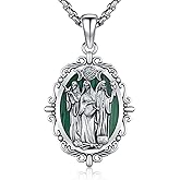 Hagkew Triple Moon Goddess/Virgin Mary Necklace 925 Sterling Silver Greek Goddess Hekate Pendant Necklaces Protection Amulet Moon Sun Pentagram Jewelry for Women