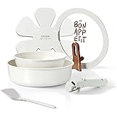 CAROTE Ceramic Pots and Pans Set Non Stick, Nonstick Kitchen Cookware Sets with Lid, Detachable Handle Sauté Pan Set, Non Toxic Frying Pan, Oven Safe, Induction Ready, Cream White