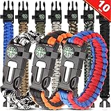 HNYYZL 10 Pack Paracord Bracelet Kit Outdoor Survival Bracelet Camping Hiking Gear with Compass, Fire Starter, Whistle and Emergency Knife