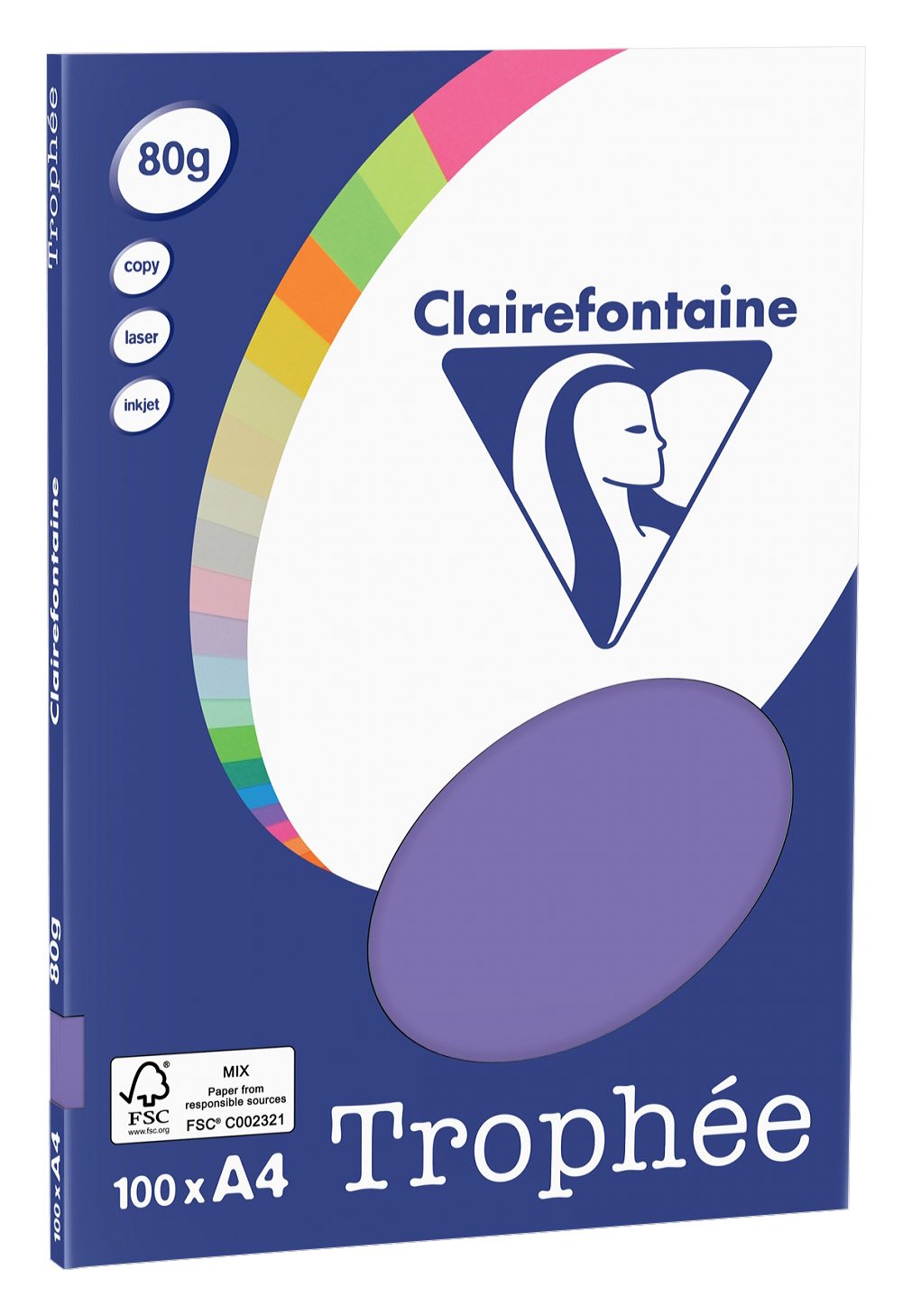 Clairefontaine Trophee Copying Paper (A4, 80g/m², 100 Sheets) A4, 21 x 29.7 cm Violet — image 1