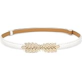 Buywis Women Skinny Belts Thin PU Leather Waist Belt with Gold Buckle for Dresses