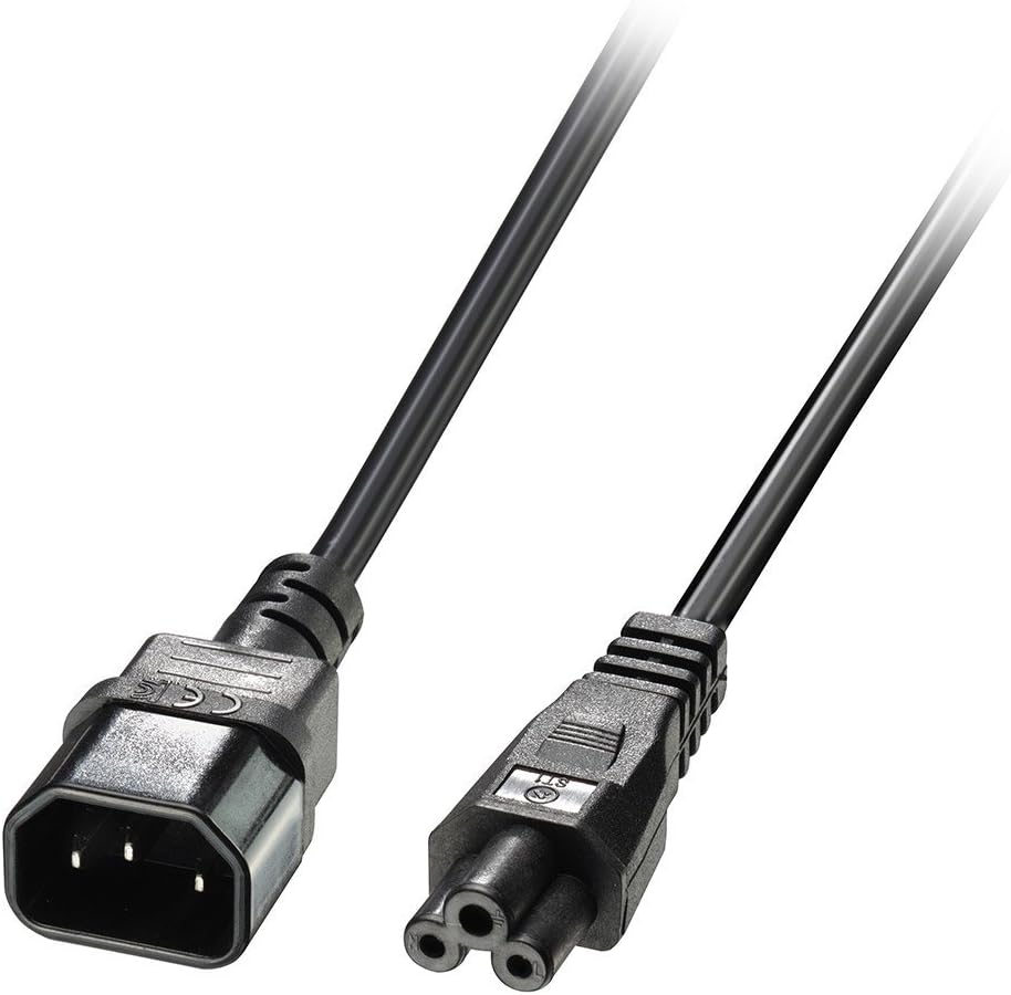 Lindy 3m IEC C14 to IEC C5 Extension Power Cable/Cloverleaf Lead, Black