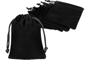 Shintop Velvet Drawstring Bags,10pcs Velvet Pouches for Jewelry Gift Packaging (Black)