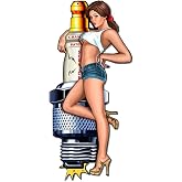 Spark Plug Pin Up Girl Sticker Decal, 5 Inches - Self-Adhesive Vinyl - Toolbox Sticker, Car Bumper, Wall, Mechanic Decals
