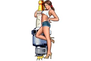 STICKY DUDE Spark Plug Pin Up Girl Sticker Decal, 5 inches - Toolbox Sticker, Car Bumper, Wall, Mechanic Decals… B09DTX4GQ3