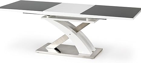 Sellon Exclusive Dining Table Stainless Steel High Gloss White Glass Kitchen Table Living Room Table Glass Black White Grey Modern Extendable Glass Black Mdf White Amazon De Kuche Haushalt