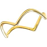 MAX + STONE Solid 10K Gold Rings for Women | Wavy 10k Solid Gold Ring for Women | Comfortable & Thin Gold Stackable Rings | Hypoallergenic 10K Solid Gold Band Ring in Size 6-8