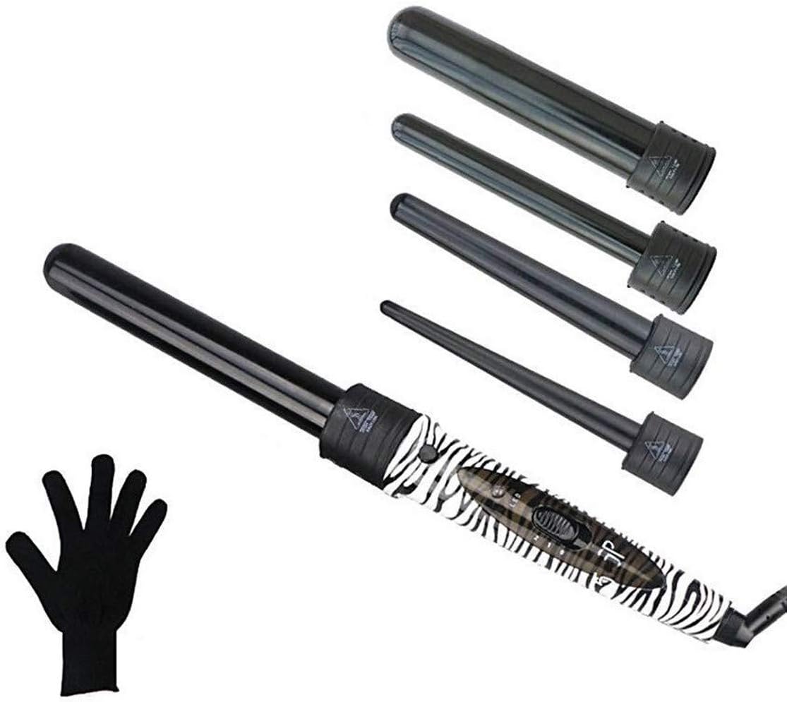 Wuyeti 5 in 1 hair curler fixed hair curler 5 interchangeable ceramic hair curlers with LCD temperature control and anti-scald tip for all hairstyles