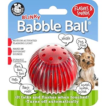 Pet Qwerks Blinky Babble Ball Interactive Dog Toys - Flashing Motion Activated Electronic Talking Ball, Lights Up & Makes Noise - Avoids Boredom & Keeps Dogs Active | for Small Dogs & Puppies