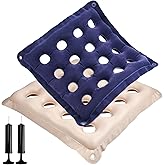 Lainballow 2 Pcs Inflatable Seat Cushions, 18.5 * 18.5'' Waffle Cushion, Pressure Sore Cushions with 2 Inflatable Pump, Inflatable Waffle Cushion Pressure Sore Chair,Prolonged Sitting,Pressure Relief