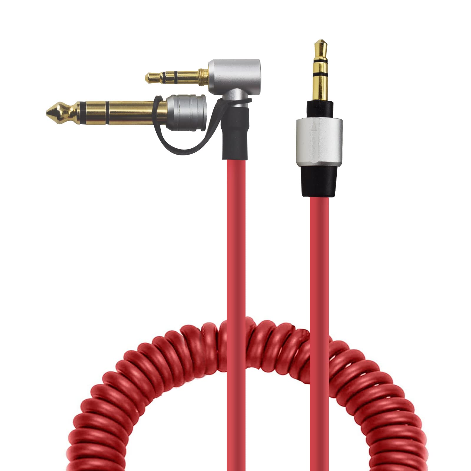 Toxaoii 3.5mm to 3.5mm & 6.5mm Replacement Audio Aux Auxiliary Cable Wire Compatible with Monster Beats by Dr Dre Solo Pro Detox Edition Headphones Extension Cord (Red, 6-10ft)