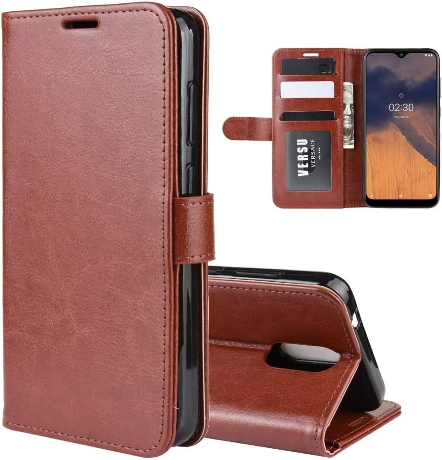 LIYE for Mobile Phone case Ly for Nokia 2.3 R64 Texture Single Horizontal Flip Protective Case with Holder & Card Slots & Wallet& Photo Frame(Black) (Color : Brown)