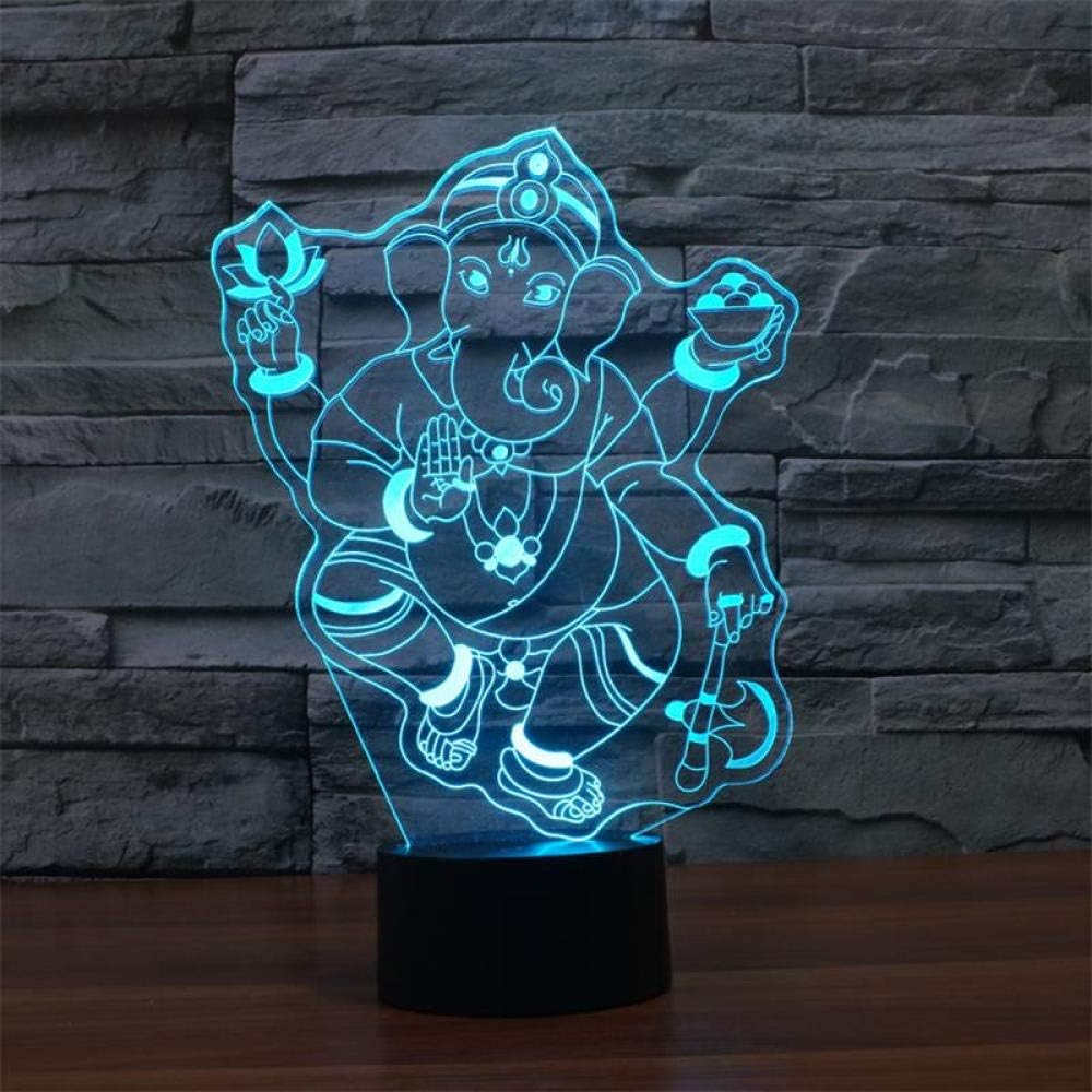 3D Night Light Ganesh Led RGB Touch Table Lamp for Friends'S Decor Gift Atmosphere 3D Night Light Lampara 7 Colors Touch Lamp Drop Shipping