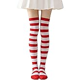 Evankin Halloween Knee High Socks Striped Witch Long Socks for Women Girls Cosplay Party Dress up Funny Novelty Gifts