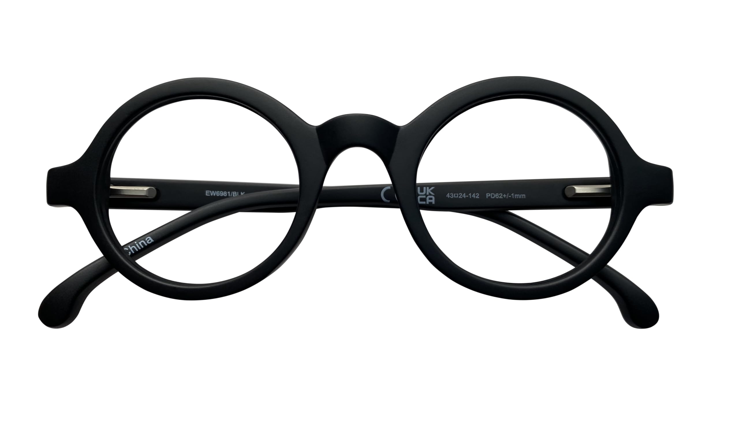 I-Sential Round Reading Glasses for Men Women Ladies with Case Metal Spring Hinges Matt Black Stylish Readers Comfortable Retro Fashion 2.5