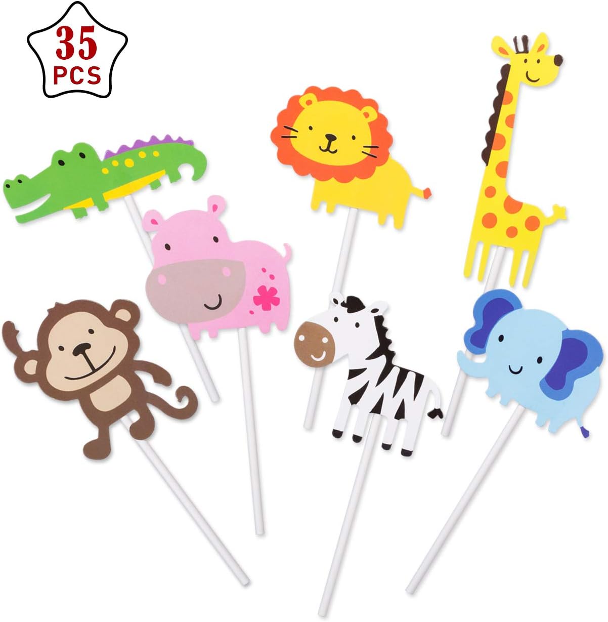 Gwhole 35 Pieces Cupcake Toppers Motif Animaux Decorations De Gateau Anniversaire Fete Pour Enfants Decorations De Gateau Jeux Et Jouets Centroarco Com