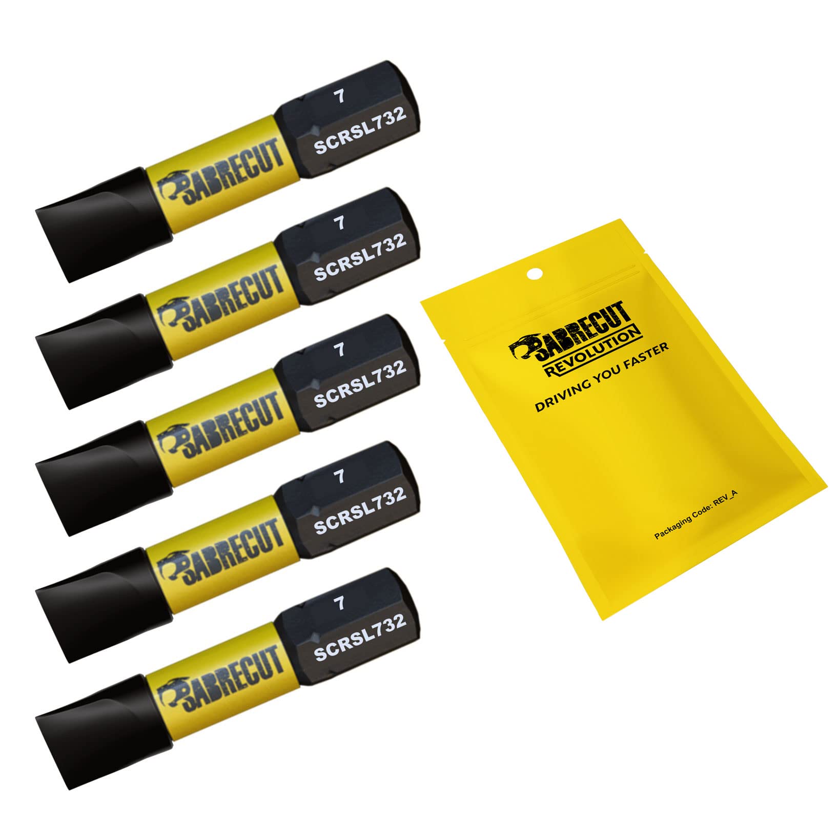 5 x SabreCut SCRSL732_5 32mm SL7 Slotted Magnetic Impact Screwdriver Driver Bits Set Single Ended Heavy Duty