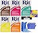 Rit Dye Powder Bundle Lemon Yellow, Cocoa Brown, Tangerine, Fuchsia, Teal with 3 Pair of Pixiss Gloves with Rit Dye Uses Guide