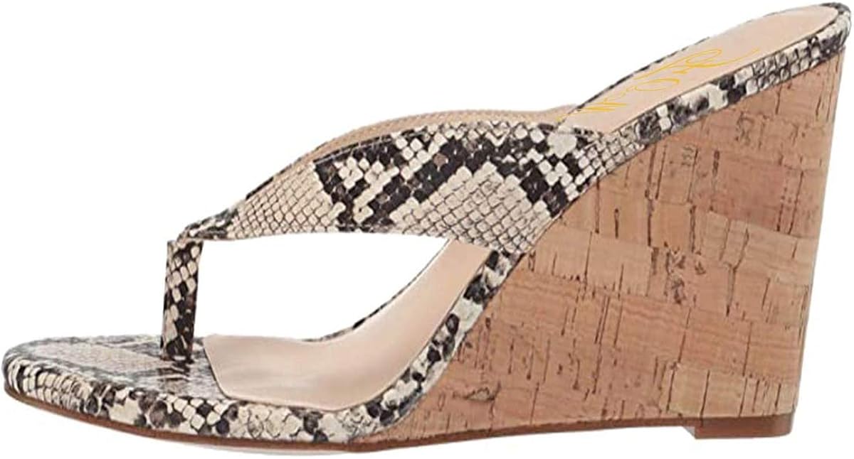 Amazon.com | FOWT Cork-Wrapped Wedge Heel Flip Flops High Heels Slip On Thong Sandals Open Toe t 