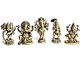 poppip 5 p/Set H 1-1.5” Hindu God Lord Ganesha Elephant Thai Buddha Sculpture, God of Success Luck Wellness Intelligence Decorate Gift Collectible Worship Figurine