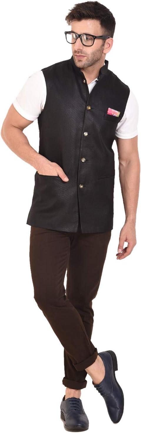 Rangoli Jaipur Jute Modi Jacket/Nehru Jacket for Men