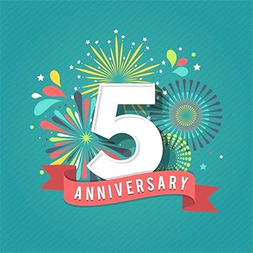 Amazon Com Laeacco 10x10ft 5th Anniversary Icon Backdrop Vinyl
