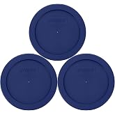 Pyrex 7200-PC (2-Cup) Blue Food Storage Lid (3-Pack) - Made in USA | BPA-Free Plastic | Top-Rack Dishwasher Safe | Refrigerator Freezer Safe | Secure Fit