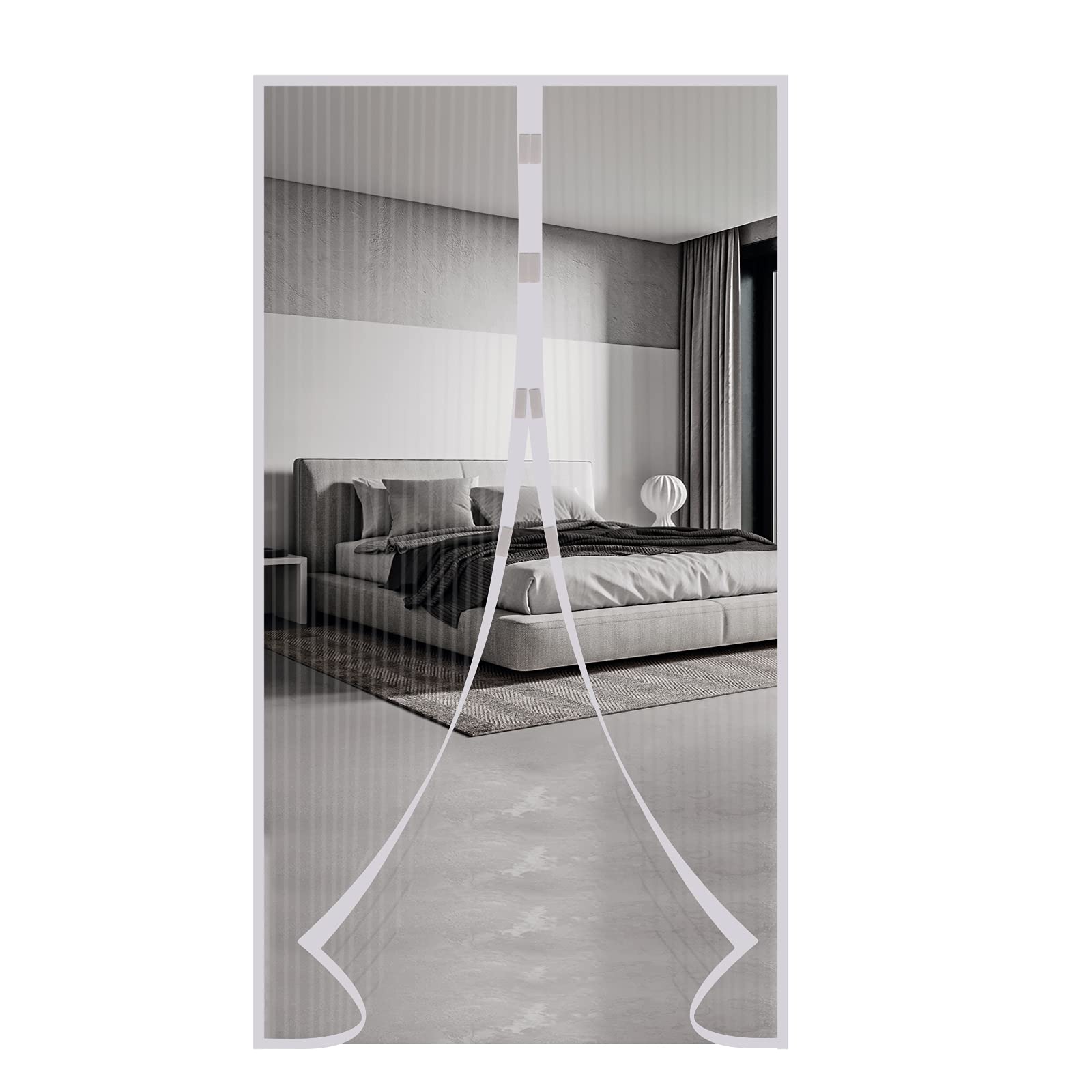 Magnetic Screen Door 100*210cm Anti Mosquito Fly Curtain Door Screens Nets with Powerful Magnets and Shuts Automatically fly screens for doors(White)