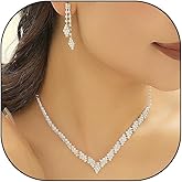 GIGB PBDK Bridal Necklace Earring Jewelry Set for Women Wedding Prom Vintage Rhinestone Tennis Choker Crystal Dangle Statement Earrings Bridesmaid Dresses Accessories Gift