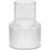 8" High Ribbed Glass Vase, Glass Flower Vase, Fluted Clear Vases for Lego Flower Bouquet, Modern Glass Vases for Living Room,