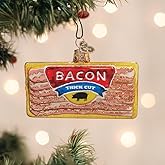 Old World Christmas Pack of Bacon Glass Blown Ornament for Christmas Tree, Handcrafted Holiday Decoration, Food - Breakfast Collection