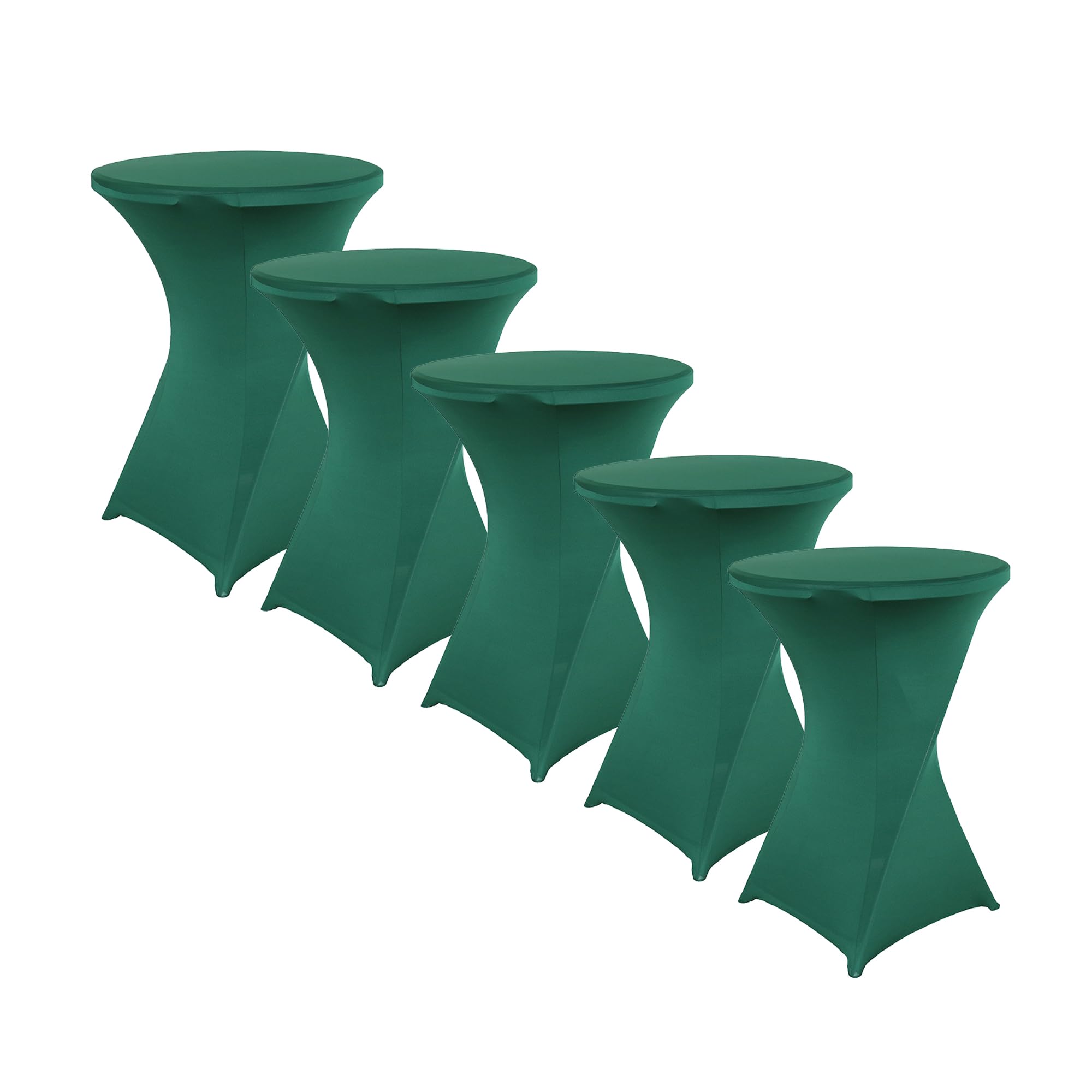 iEventStar Stretch Bar Table Covers Spandex Bar Table Covers Bar Tables Wedding Round Tablecloth for Bistro Table Cocktail Party Christmas Decorations (Dark Green, Set of 5 Diameter 80-85cm)
