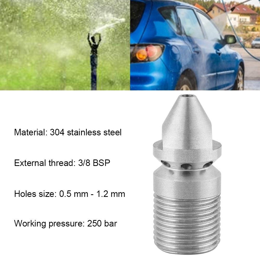 Sewer Jetter Nozzle 3/8BSP,Cleaning Nozzle Pressure Water Washer Sewer