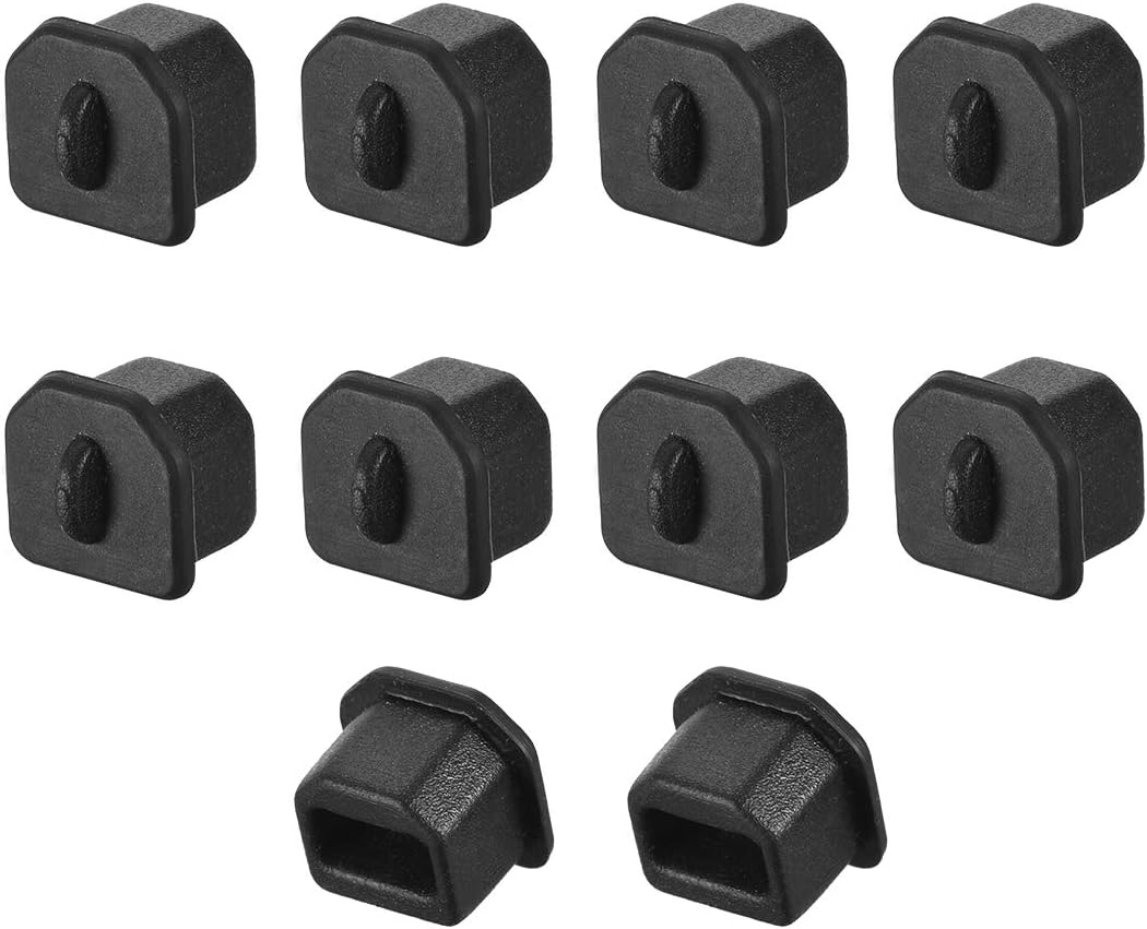 sourcing map 10pcs Silicone USB Cap Port Cover Anti Dust Protector 8mmx7.3mm for USB-B Black