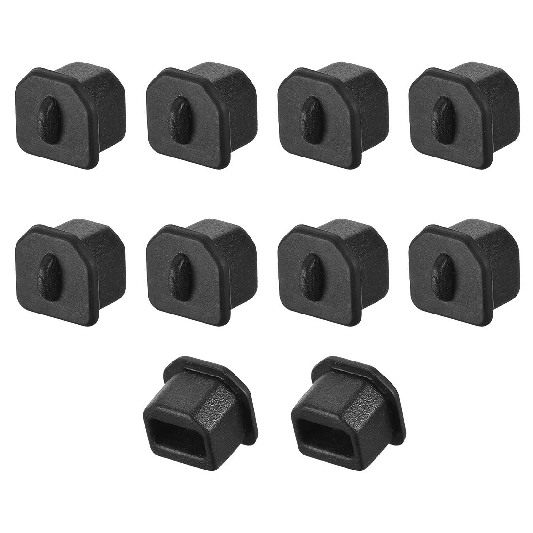 sourcing map 10pcs Silicone USB Cap Port Cover Anti Dust Protector 8mmx7.3mm for USB-B Black